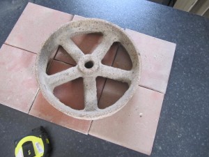 Small cast iron wheel 9.5in dia